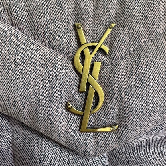 YSL Saint Laurent Lilac Denim Puffer Bag- Small LouLou - Picture 8 of 14